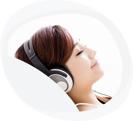 calming woman in the headphones